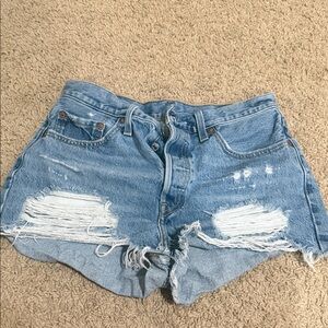 Levi's Blue Distressed Jean Shorts